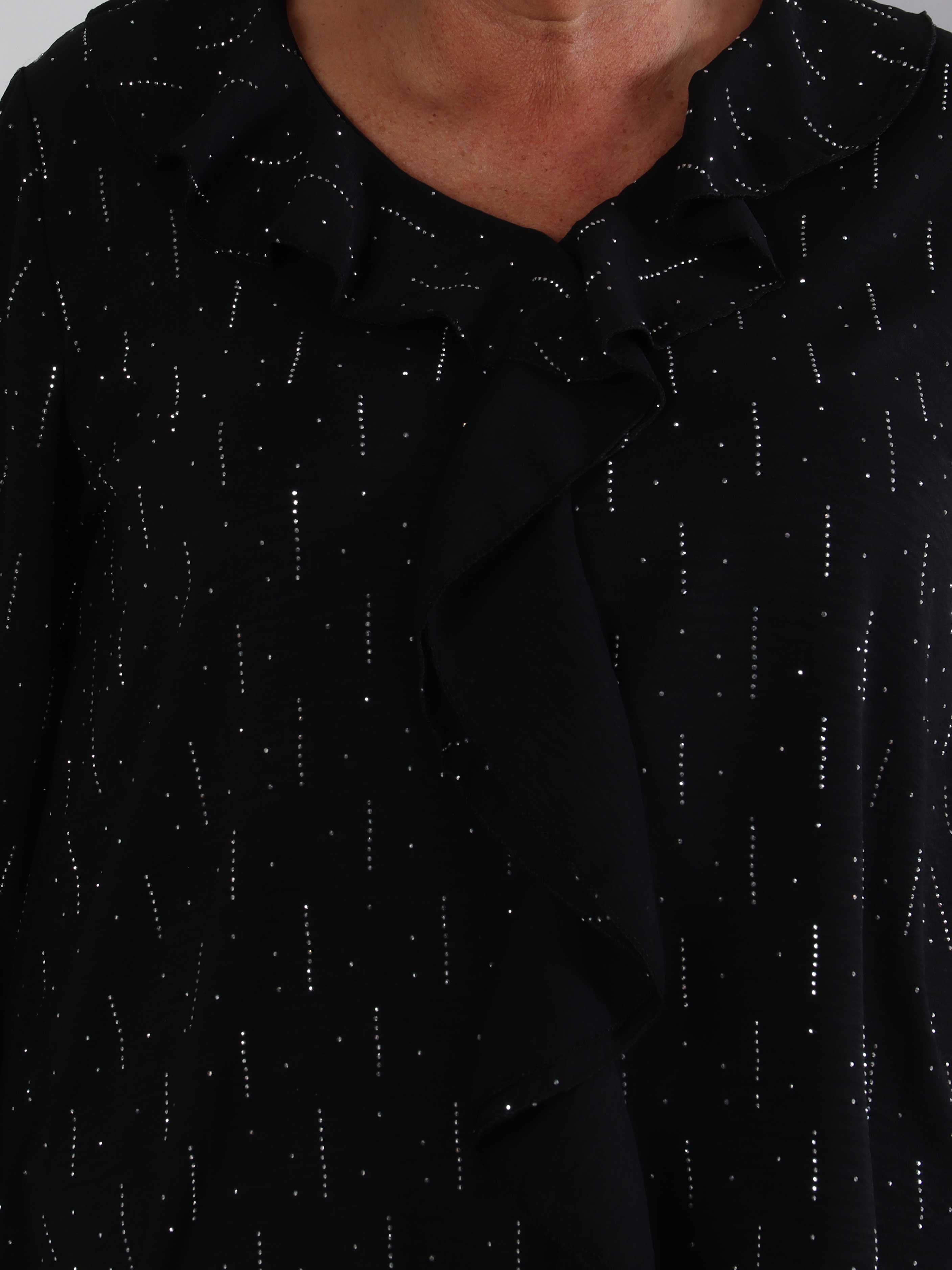 Noor - Plus size tunika med flæser og similisten